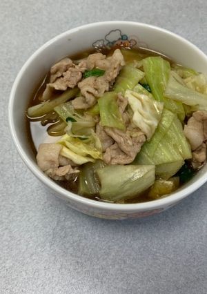 焼きそば麺で豚肉とキャベツの和風煮込み-レシピのメイン写真