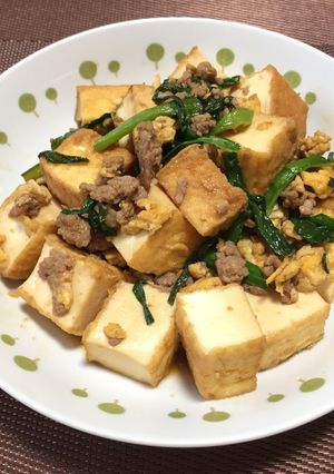 厚揚げの挽肉ニラ炒め!(^^)!-レシピのメイン写真