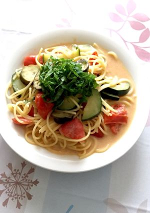 レンチン♫夏野菜のレモン豆乳スパゲティ-レシピのメイン写真