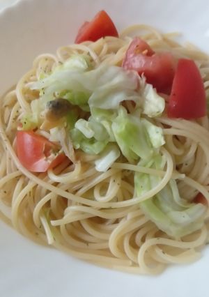 キャベツとトマトと魚介のパスタ。-レシピのメイン写真