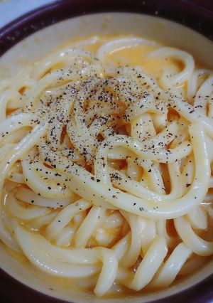 レンジで簡単！カルボナーラ風うどん-レシピのメイン写真