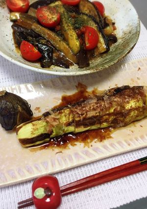 レンジで簡単！わさび醤油 焼き茄子^_^-レシピのメイン写真