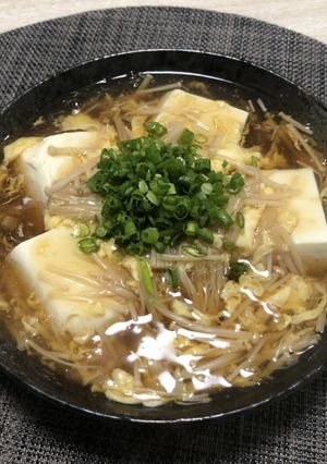 本当に美味しい！えのきと卵のあんかけ豆腐-レシピのメイン写真