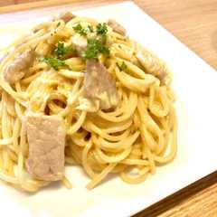 รูปของ 簡単おしゃれ♡豚肉のクリームパスタ