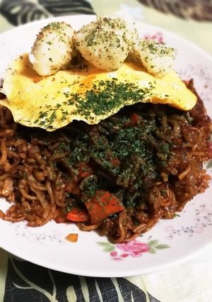 オムそば飯の粉ふきいも乗せ♪-レシピのメイン写真
