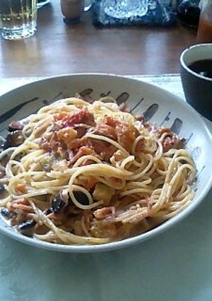 ざくざくトマトとナスのクリームパスタ-レシピのメイン写真
