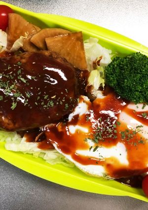 旦那弁当312♥ロコモコ丼弁当！-レシピのメイン写真