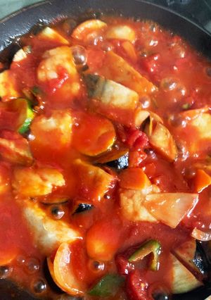 塩鯖の夏野菜たっぷりトマト煮-レシピのメイン写真