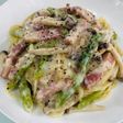 アスパラしめじベーコンクリームパスタ