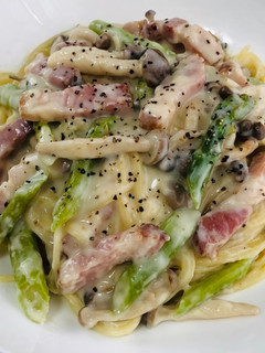 アスパラしめじベーコンクリームパスタ-レシピのメイン写真
