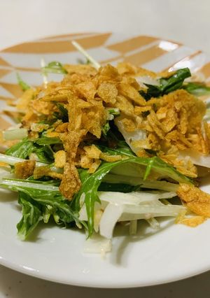 水菜と玉ねぎのポテチサラダ-レシピのメイン写真