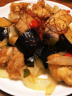 ナスと鶏肉の甘酢炒め-レシピのメイン写真