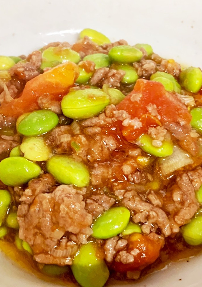 枝豆とトマトとひき肉の炒め-レシピのメイン写真