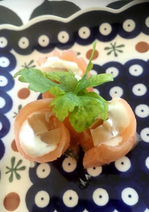 スモークサーモンのたくあんクリチー巻き-レシピのメイン写真