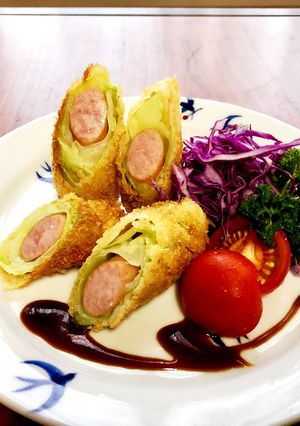 キャベツ巻きウインナーフライ♡お弁当-レシピのメイン写真