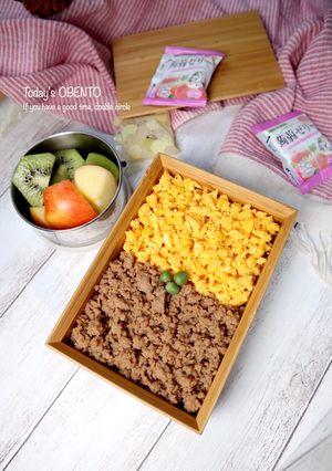 レンジで簡単！そぼろ丼弁当-レシピのメイン写真