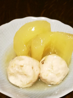 巨大胡瓜と鶏団子の煮物-レシピのメイン写真