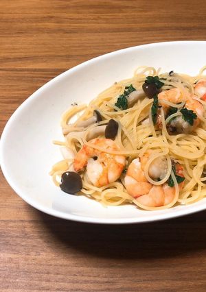 間違い無し!エビとキノコのペペロンチーノ-レシピのメイン写真