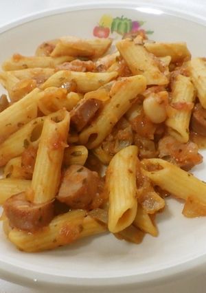 ウインナーと白いんげんのパスタ-レシピのメイン写真