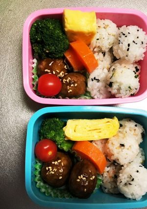 娘2人のお弁当♥ミートボール弁当!-レシピのメイン写真
