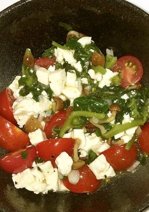 豆腐としそとトマトとつる菜のサラダ-レシピのメイン写真