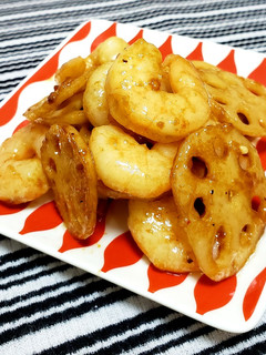 エビと蓮根のオイマヨ炒め♡おつまみにも♪-レシピのメイン写真