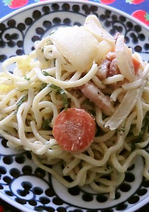 ベーコンのソテーで、冷製中華そばマヨ和え-レシピのメイン写真
