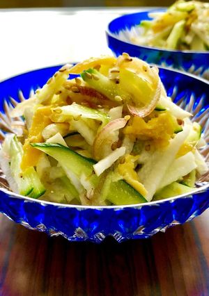 長芋・きゅうり・みょうが・卵の甘酢和え-レシピのメイン写真