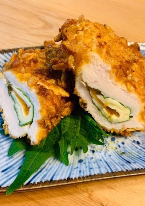 鶏ムネの梅しそチーズコーンフレーク揚げ-レシピのメイン写真