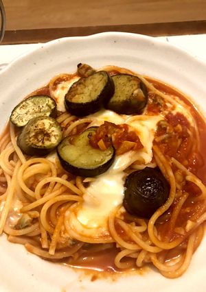 ナスとモッツァレラのトマトパスタ-レシピのメイン写真