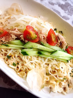 シーチキンと夏野菜で♪冷やし氷あえ麺-レシピのメイン写真