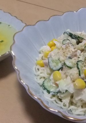 ツナコーンポテトサラダの冷やし麺-レシピのメイン写真