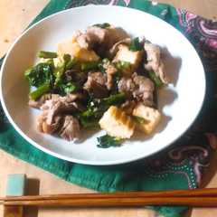รูปของ 簡単！つるむらさきと豚肉の味噌炒め