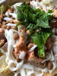 納豆と鮭のサラダうどん-レシピのメイン写真