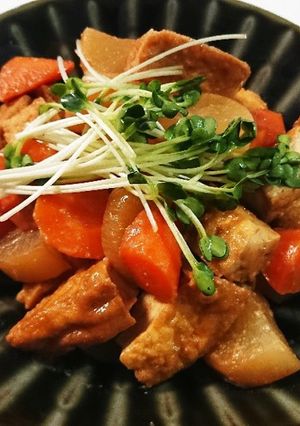 冷蔵庫の残り物でこっくり味噌煮！-レシピのメイン写真