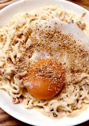 塩ラーメンで冷製カルボナーラ風-レシピのメイン写真