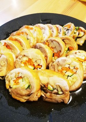 たっぷり野菜のチキンロール巻き☆-レシピのメイン写真