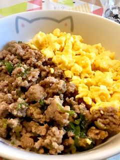 レンジ調理★油不使用の豚そぼろ丼-レシピのメイン写真