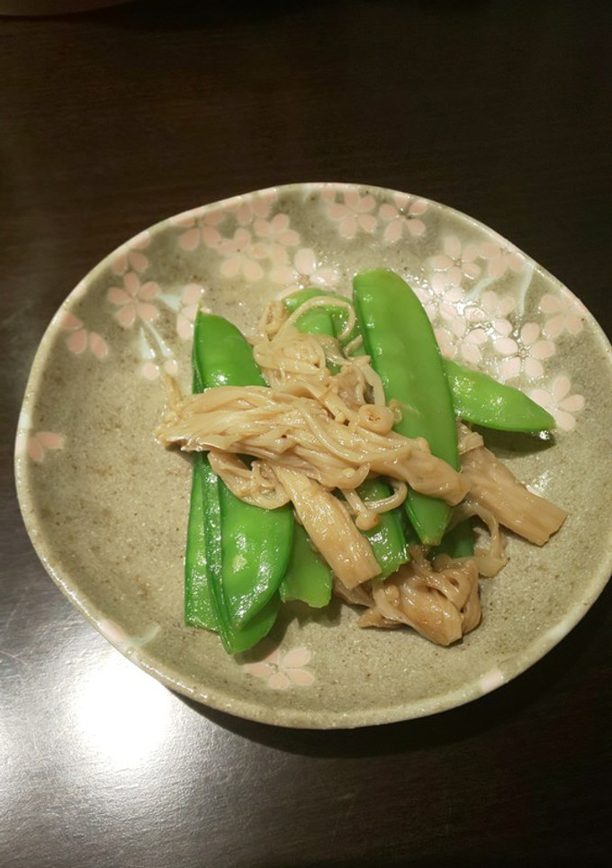 えんどうとえのきのめんつゆ炒め-レシピのメイン写真