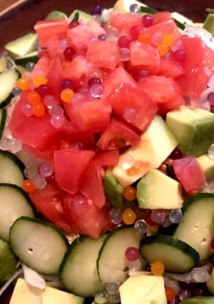 海藻ビーズを使った野菜サラダ-レシピのメイン写真