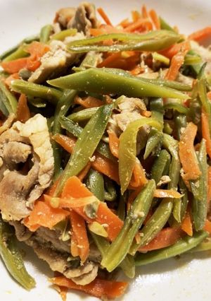 モロッコいんげんと豚肉のきんぴら風炒め-レシピのメイン写真