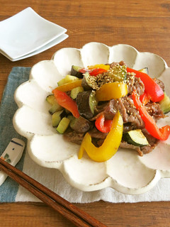 スタミナたっぷり◎牛肉と夏野菜の生姜焼き-レシピのメイン写真