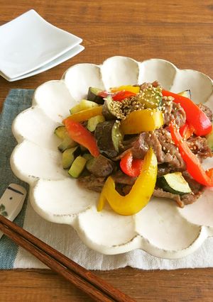 スタミナたっぷり◎牛肉と夏野菜の生姜焼き-レシピのメイン写真