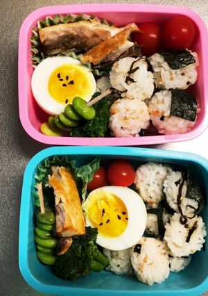 娘2人弁当♥サバの塩焼き弁当！-レシピのメイン写真