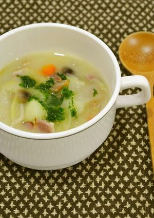 豆乳コーンチャウダー＠高梁川流域学校給食-レシピのメイン写真