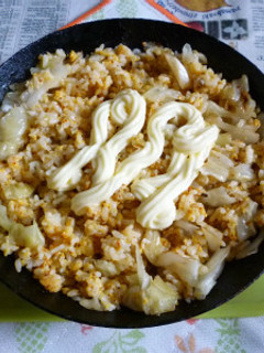 シンプルにキャベツだけのパラパラ炒飯-レシピのメイン写真