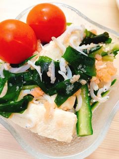 豆腐とわかめとしらすのたらこ和え-レシピのメイン写真
