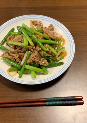豚肉とニンニクの芽の炒め物-レシピのメイン写真
