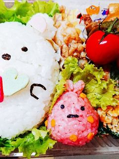 すみっコぐらしキャラ弁しろくま&ふろしき-レシピのメイン写真