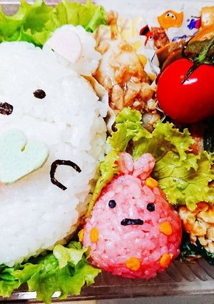 すみっコぐらしキャラ弁しろくま&ふろしき-レシピのメイン写真